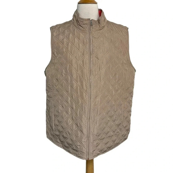 Reversible tan & orange quilted lightweight vest size XL/1X - Picture 2 of 8